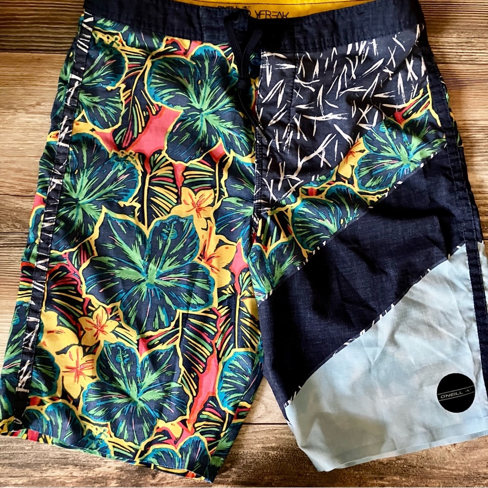 O’Neill Multi Color Board Shorts by Jordy Freak GUC clean condition